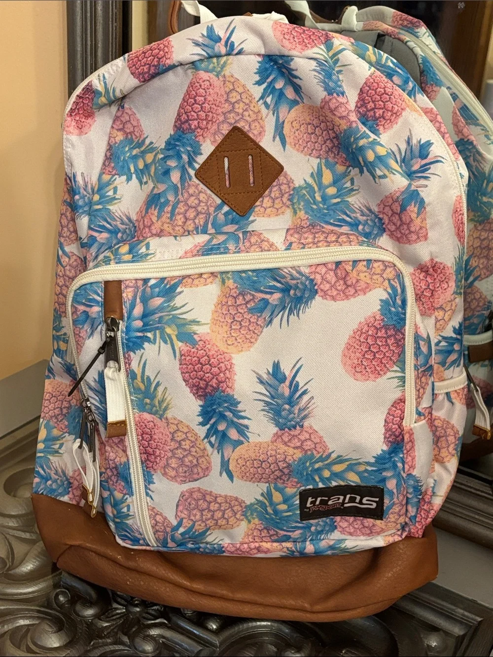 Trans by Jansport Pineapple Print Backpack Pink & Blue Tropical